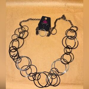 Paparazzi Black and Silver Circle Necklace